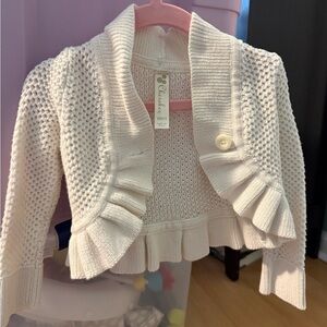 Cherokee Cream Knit Ruffle Jacket for Kids